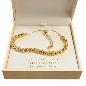 NIB Mia Fiore Italy Sterling Silver 18kt gold plated Adjustable Bead Bracelet